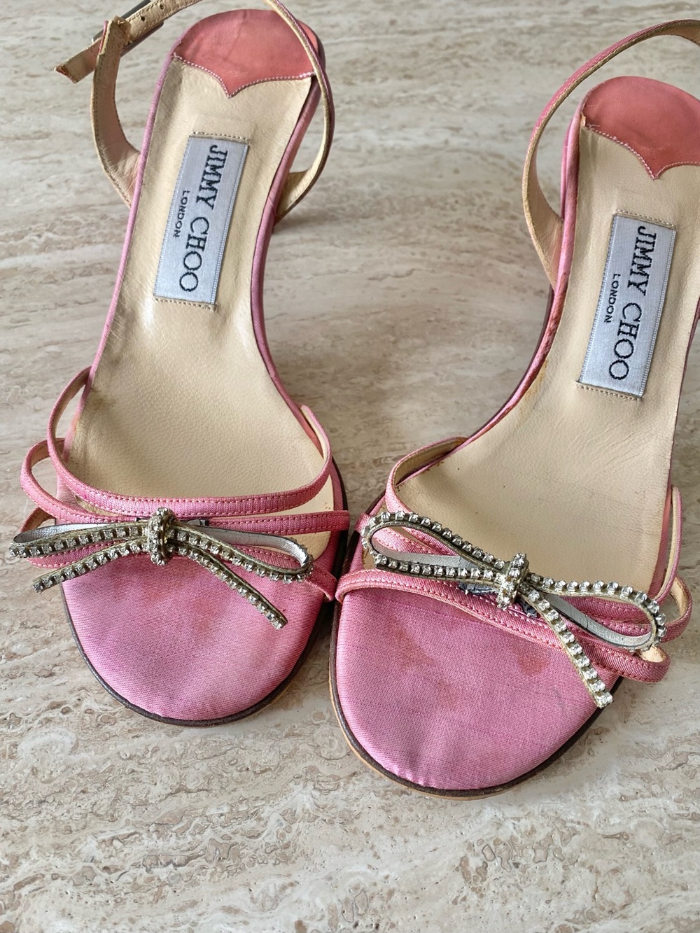 Vintage Jimmy Choo Crystal Bow Slingback Sandal Heels - Picture 6 of 11